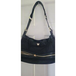 L.A.M.B.by Gwen Stefani Black Hobo Shoulder Bag  Gold Zippers READ SEE
